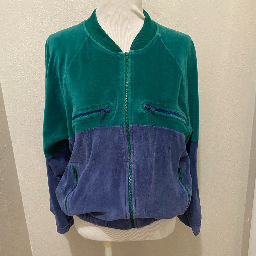 Vintage Yves St. Laurent Velour Colorblock Zip Jacket